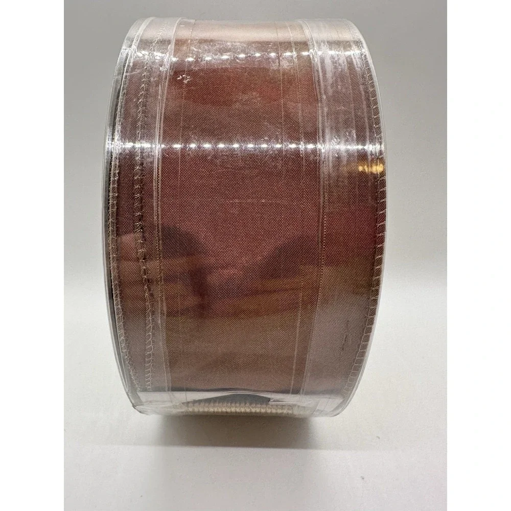 Holiday Red-Gold Mesh Glitter Wire Edged Ribbon Bow Tying Cord 2.5